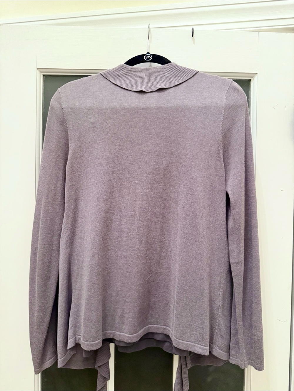 Ann Taylor Grey Ruffle-Trim Cardigan with Matching Shell - Picture 2 of 6